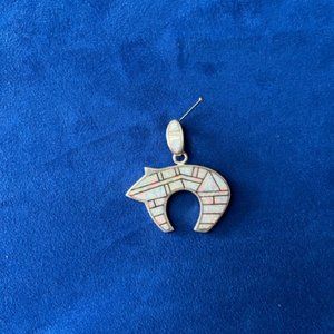 Sterling Silver and Inlaid Opal Bear Pendant
